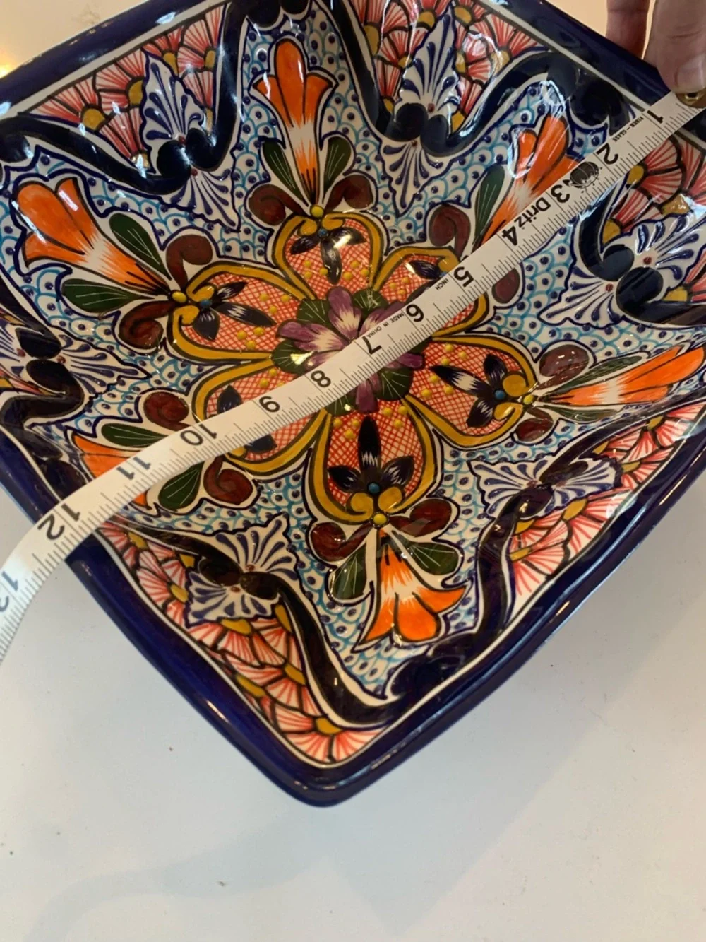Vintage Talavera Rectangular Serving Bowl Pottery Dish Hand Crafted Mexico 12” - Picture 5 of 10